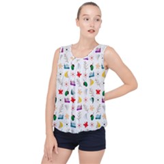 Snail Butterfly Pattern Seamless Bubble Hem Chiffon Tank Top by Bedest