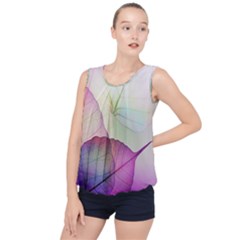 Leaf Desenho Micro Bubble Hem Chiffon Tank Top by Bedest