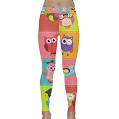 Owls Pattern Abstract Art Desenho Vector Cartoon Classic Yoga Leggings by Bedest
