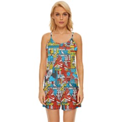 Just Do It Pattern Satin Pajama Short Set by Bedest