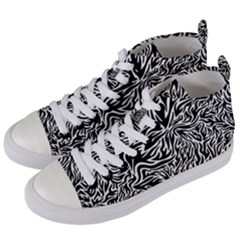 Flames Fire Pattern Digital Art Women s Mid-top Canvas Sneakers by Ravend