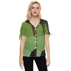 Mosaic Structure Background Tile Bow Sleeve Button Up Top by Ravend