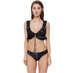 Hong Kong China Asia Skyscraper Low Cut Ruffle Edge Bikini Set by Amaryn4rt