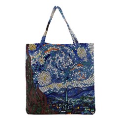 Mosaic Art Vincent Van Gogh Starry Night Grocery Tote Bag by Modalart