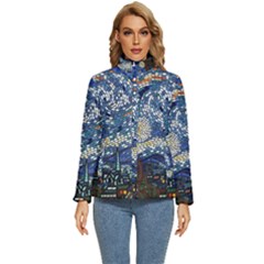 Mosaic Art Vincent Van Gogh Starry Night Women s Puffer Bubble Jacket Coat by Modalart