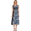 Mosaic Art Vincent Van Gogh Starry Night V-Neck Drawstring Shoulder Sleeveless Maxi Dress View1