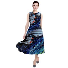 Star Ship Parody Art Starry Night Round Neck Boho Dress by Modalart