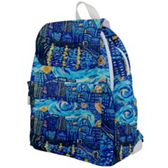 Starry Night Van Gogh Painting Art City Scape Top Flap Backpack by Modalart