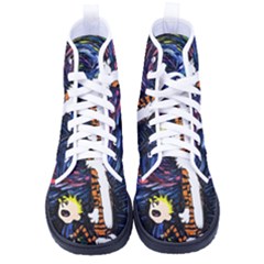 Cartoon Art Starry Night Van Gogh Women s High-top Canvas Sneakers by Modalart