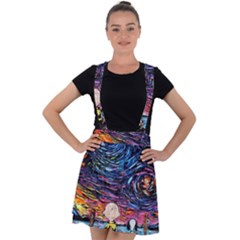 Cartoon Dog Vincent Van Gogh s Starry Night Parody Velvet Suspender Skater Skirt by Modalart