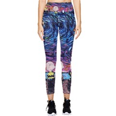 Cartoon Dog Vincent Van Gogh s Starry Night Parody Pocket Leggings  by Modalart