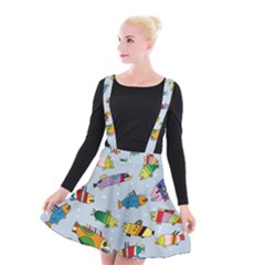 Fish Ocean Sea Water Diving Blue Suspender Skater Skirt by Modalart