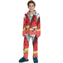 Watermelon Fruit Kids  Long Sleeve Velvet Pajamas Set by Modalart