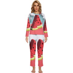 Watermelon Fruit Womens  Long Sleeve Lightweight Pajamas Set by Modalart