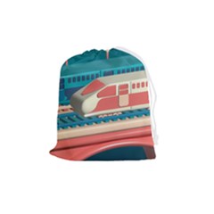 Bridge Transportation Train Toys Drawstring Pouch (medium) by Modalart