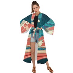 Bridge Transportation Train Toys Maxi Kimono by Modalart