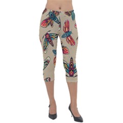Tattoos Colorful Seamless Pattern Lightweight Velour Capri Leggings  by Bedest