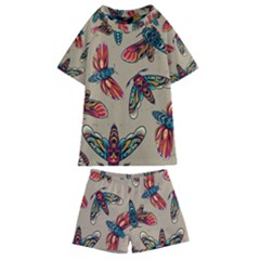 Tattoos Colorful Seamless Pattern Kids  Swim T-shirt And Shorts Set by Bedest