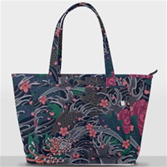 Japanese Wave Koi Illustration Seamless Pattern Back Pocket Shoulder Bag  by Bedest