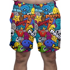 Graffiti Characters Seamless Pattern Men s Shorts by Bedest