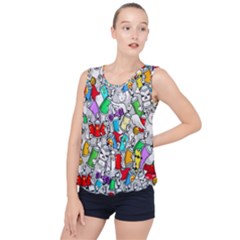 Graffity Characters Seamless Pattern Art Bubble Hem Chiffon Tank Top by Bedest