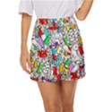 Graffity Characters Seamless Pattern Art Mini Front Wrap Skirt View1