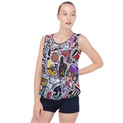 Vintage College Colorful Seamless Pattern Bubble Hem Chiffon Tank Top by Bedest