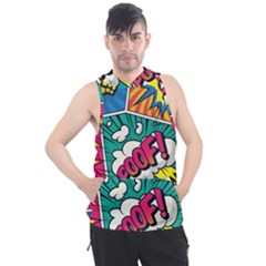 Comic Colorful Seamless Pattern Men s Sleeveless Hoodie by Bedest