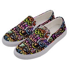 Graffiti Word Seamless Pattern Men s Canvas Slip Ons by Bedest