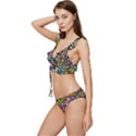 Graffiti Word Seamless Pattern Low Cut Ruffle Edge Bikini Set View2