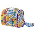 Colorful City Life Horizontal Seamless Pattern Urban City Satchel Shoulder Bag View1