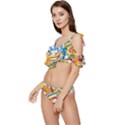 Colorful City Life Horizontal Seamless Pattern Urban City Ruffle Edge Tie Up Bikini Set	 View2