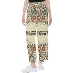 Seamless Pattern With Flower Birds Women s Pants  by Bedest
