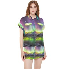 Aurora Borealis Polar Northern Lights Natural Phenomenon North Night Mountains Chiffon Lounge Set by Pakjumat