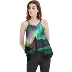 Aurora Borealis Nature Sky Light Flowy Camisole Tank Top by Pakjumat