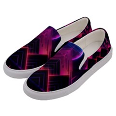 Synthwave City Retrowave Wave Men s Canvas Slip Ons by Pakjumat