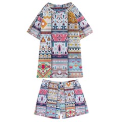 Pattern Texture Multi Colored Variation Kids  Swim T-shirt And Shorts Set by Pakjumat