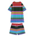 Horizontal Line Colorful Kids  Swim T-Shirt and Shorts Set View2