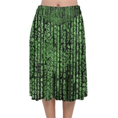 Matrix Technology Tech Data Digital Network Velvet Flared Midi Skirt by Pakjumat