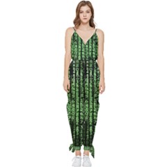 Matrix Technology Tech Data Digital Network Sleeveless Tie Ankle Chiffon Jumpsuit by Pakjumat