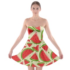 Cute Watermelon Seamless Pattern Strapless Bra Top Dress by Pakjumat