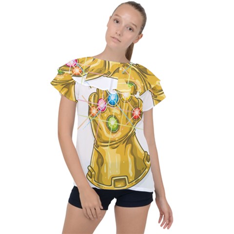 The Infinity Gauntlet Thanos Ruffle Collar Chiffon Blouse by Maspions