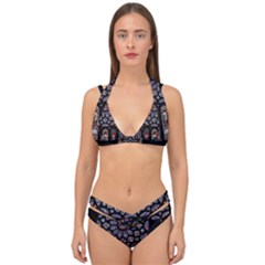 Chartres Cathedral Notre Dame De Paris Stained Glass Double Strap Halter Bikini Set by Maspions