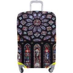 Chartres Cathedral Notre Dame De Paris Stained Glass Luggage Cover (large) by Maspions