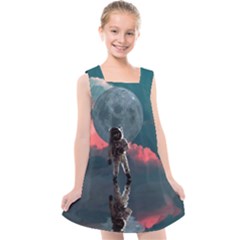 Astronaut Moon Space Nasa Planet Kids  Cross Back Dress by Maspions