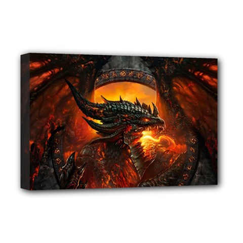 Dragon Fire Fantasy Art Deluxe Canvas 18  X 12  (stretched) by Maspions