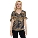Fantasy Dragon Pentagram Bow Sleeve Button Up Top View1