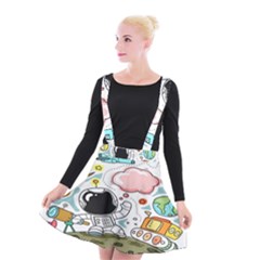 Sketch Cute Child Funny Suspender Skater Skirt by Hannah976