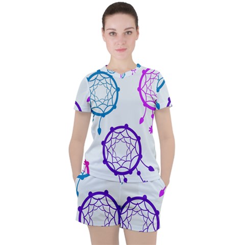 Dreamcatcher Dream Catcher Pattern Women s T-shirt And Shorts Set by Hannah976