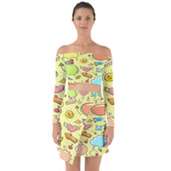 Cute Sketch Child Graphic Funny Off Shoulder Top With Skirt Set by Hannah976